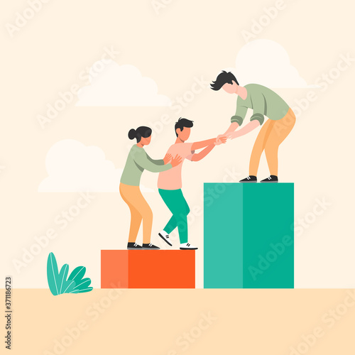 Worker helping each other for Business group