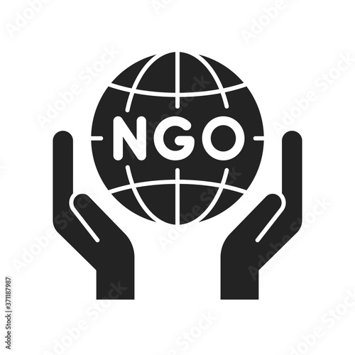 NGO organization black glyph icon. Non profit community. Pictogram for web page, mobile app, promo. 