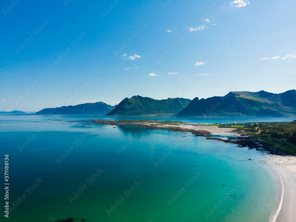 Seascape in Gimsoysand, Lofoten islands, Norway