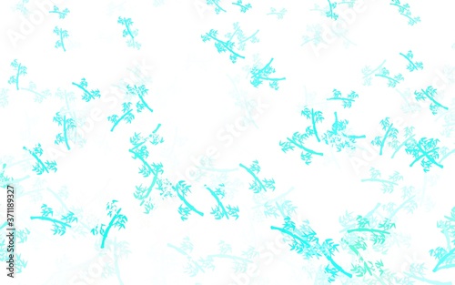 Light Green vector doodle background with branches.