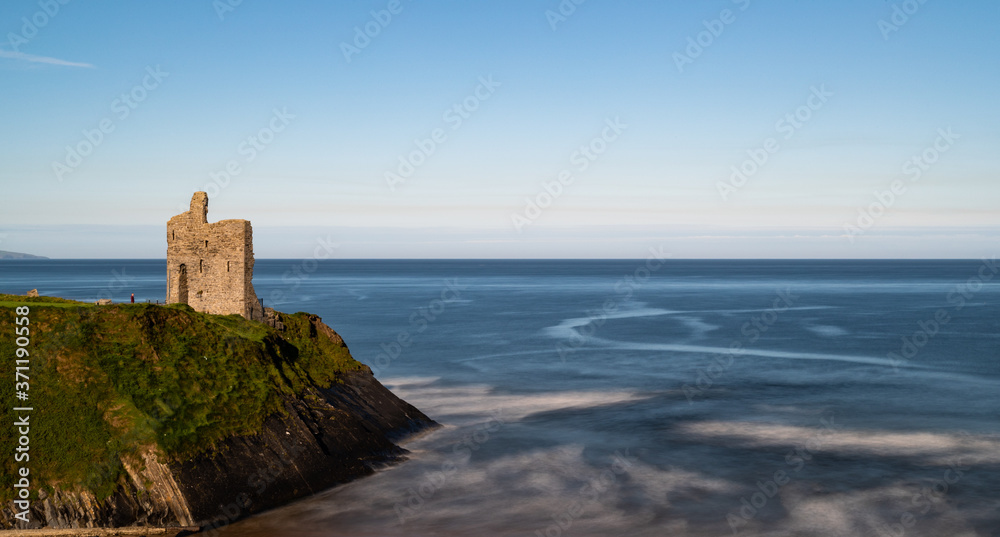 Ballybunion medieval castle ruins on the cliffs of the west coast of Ireland