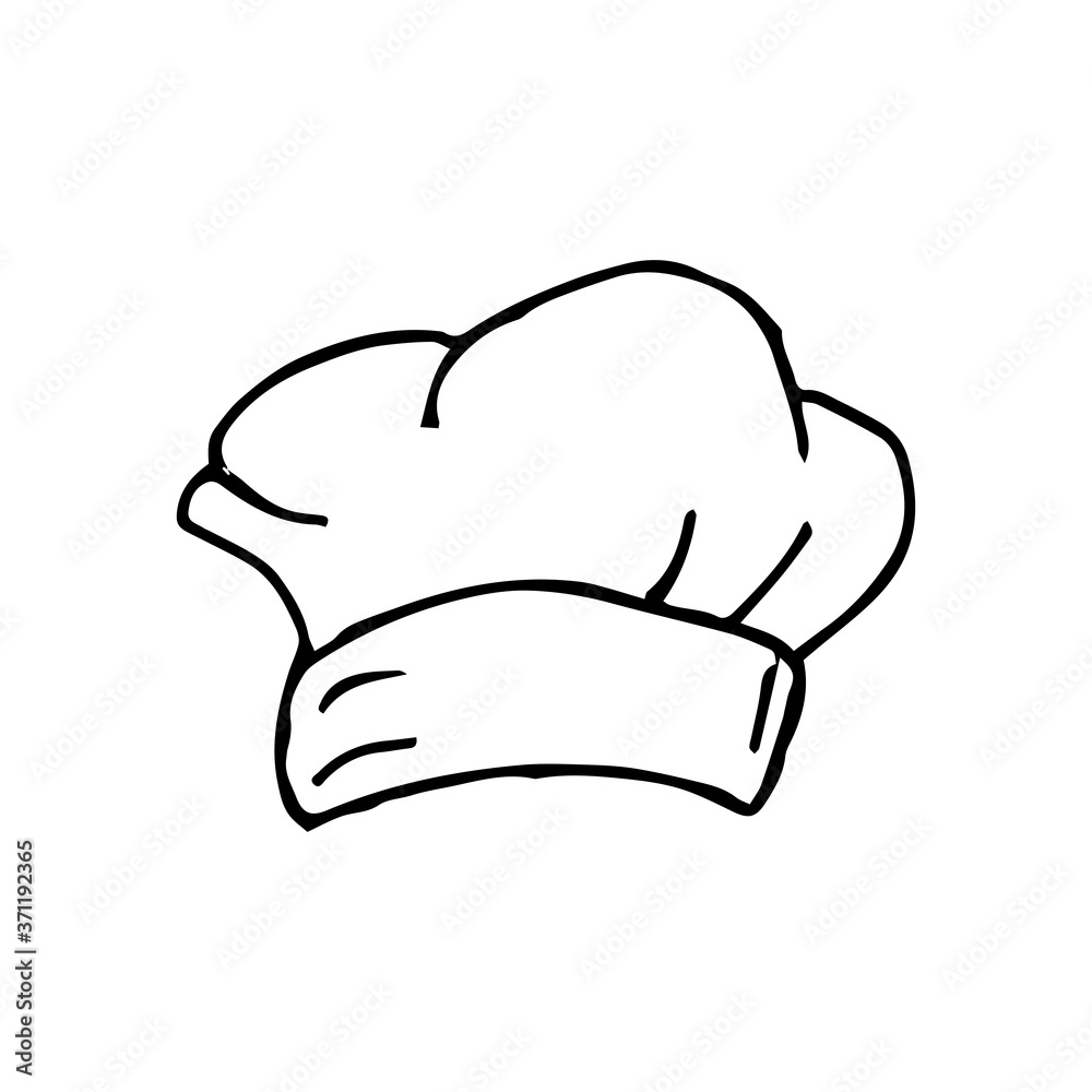 Chef hat hand drawn icon vector Chef hat hand drawn icon vector