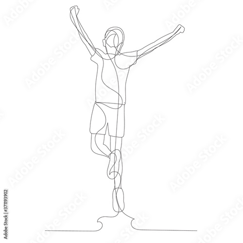 continuous line drawing child boy jumping