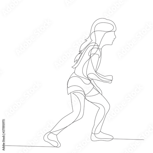  sketch  continuous line drawing child girl playing