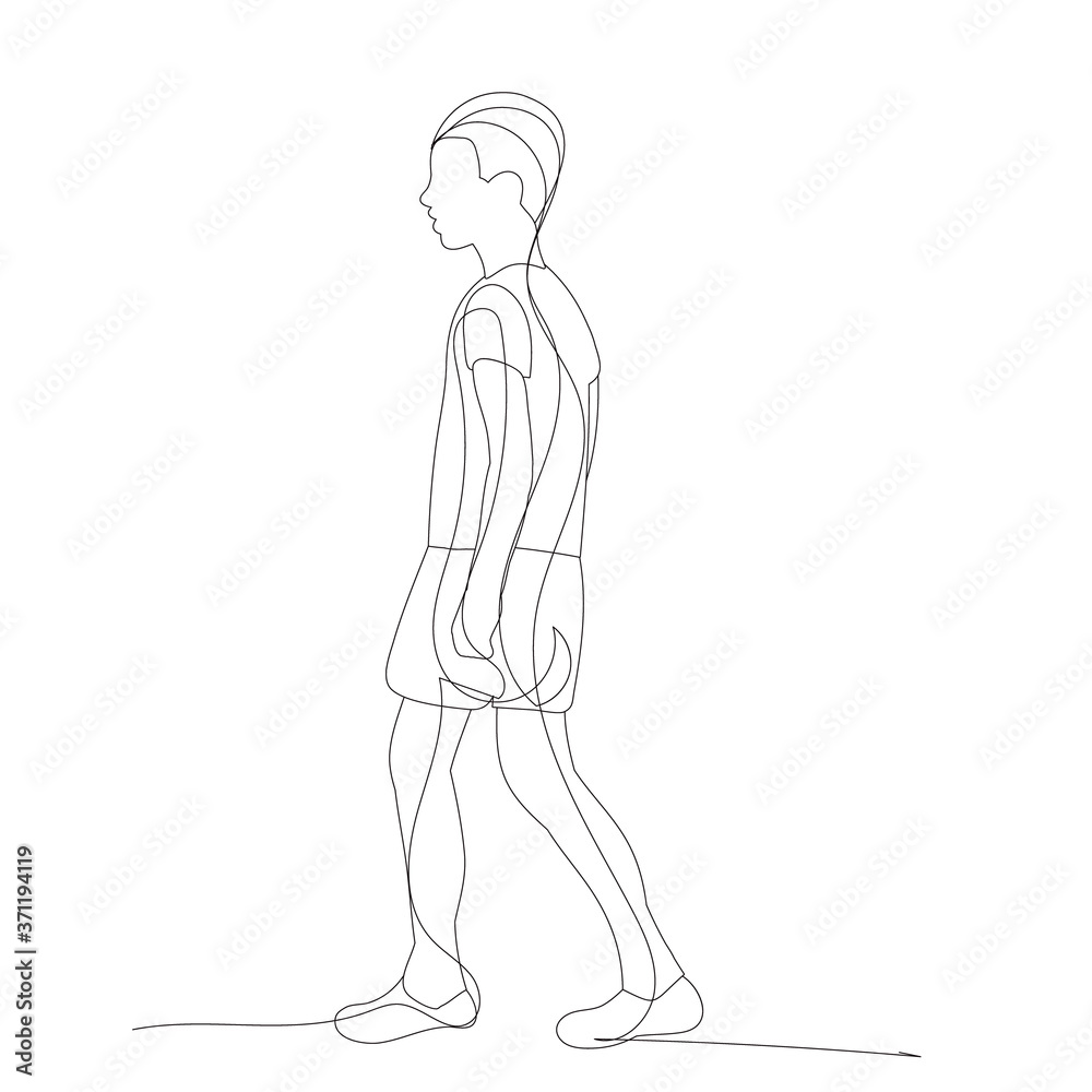isolated, sketch, continuous line drawing boy