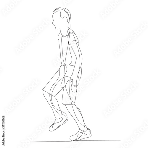  sketch  continuous line drawing child boy playing