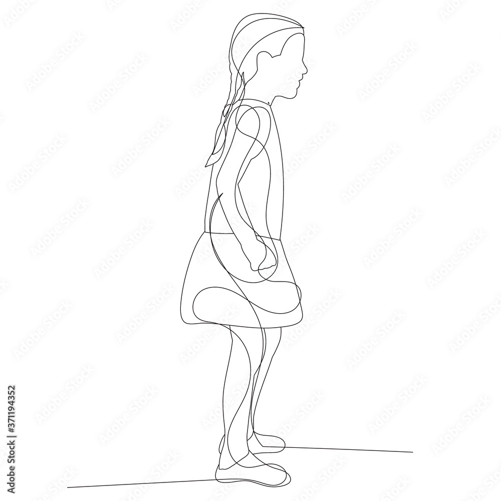  continuous line drawing child little girl