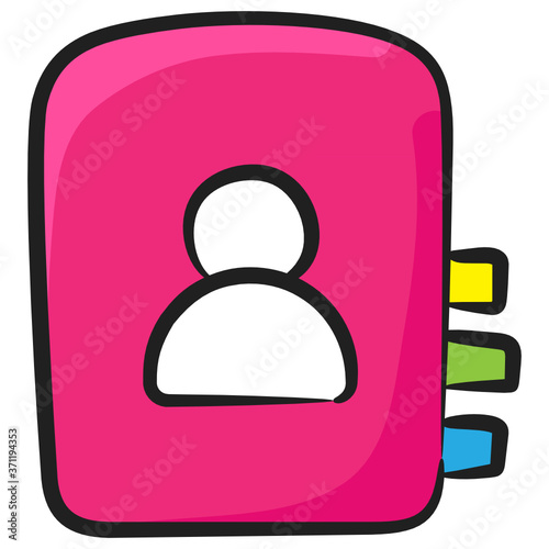 
Profile on a book showing concept of address book icon
