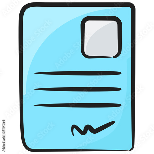 
Paper having written data on it, agreement in trendy doodle style 
