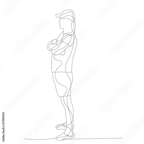  sketch drawing by continuous line of a man in a cap