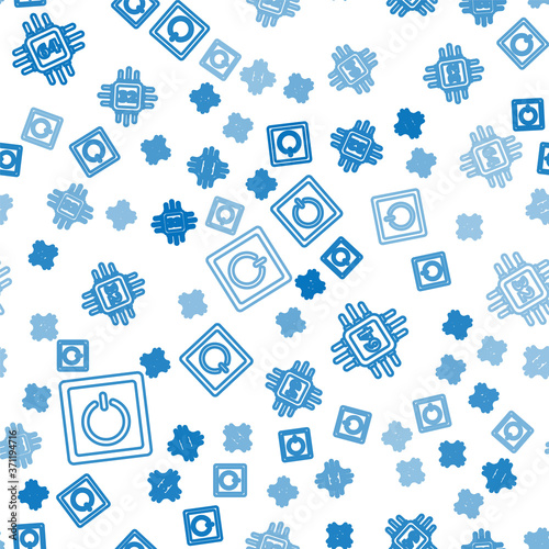 Set line Electric light switch, Processor with microcircuits CPU and Processor with microcircuits CPU on seamless pattern. Vector.