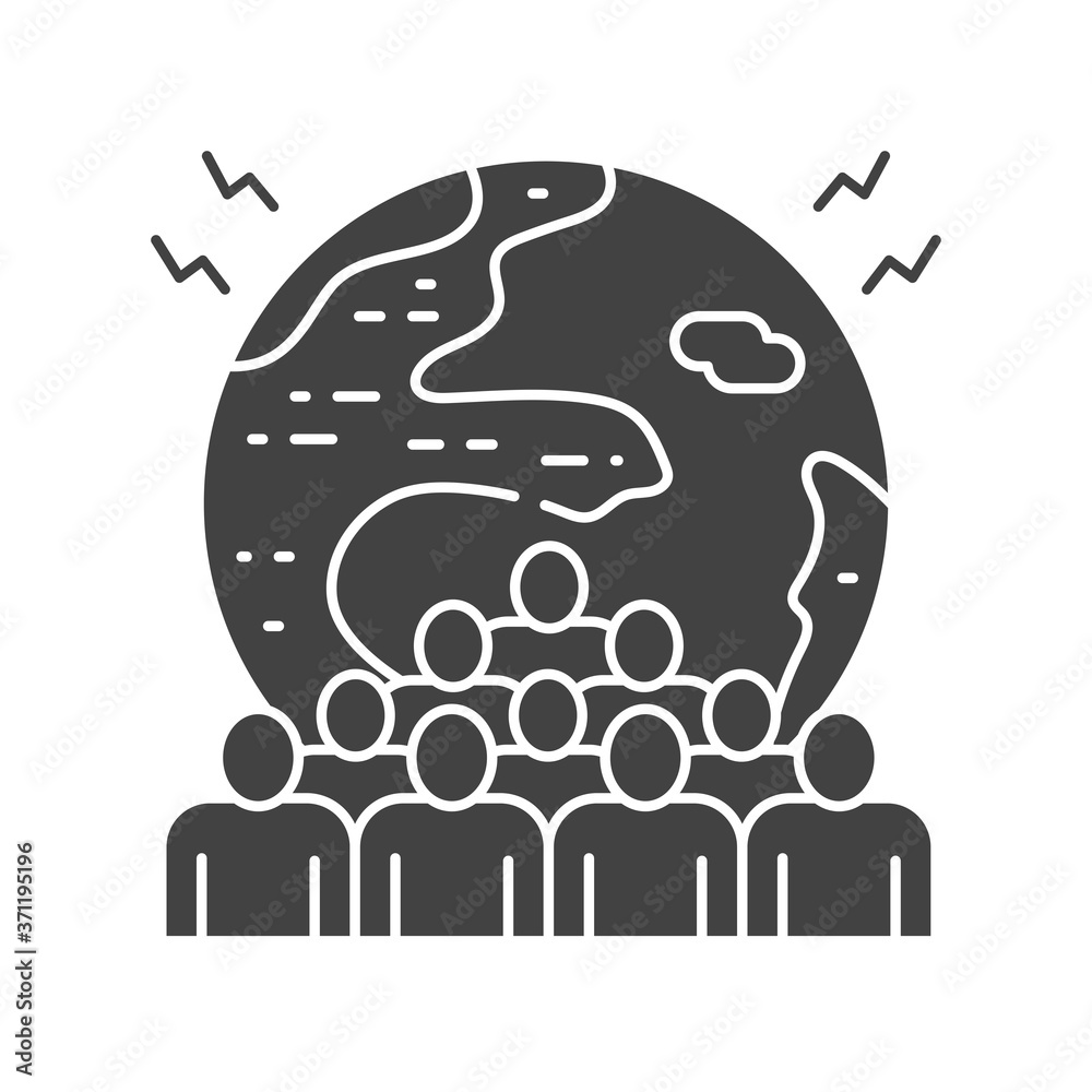 Overpopulation black glyph icon. Environmental problems. Sign for web ...