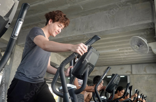 young man working out in gym