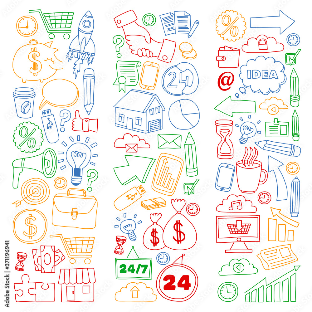 Business and finance online education vector pattern. Start up and innovations