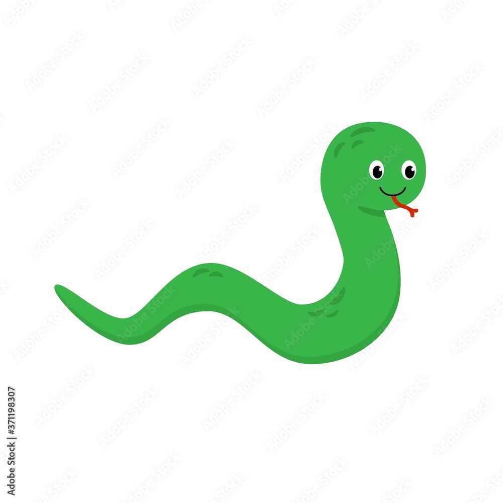 illustration of cute green snake on a white background illustration of cute green snake on a white background
