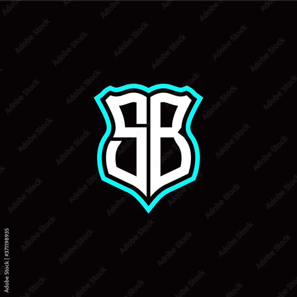 Initial S B letter with shield style logo template vector