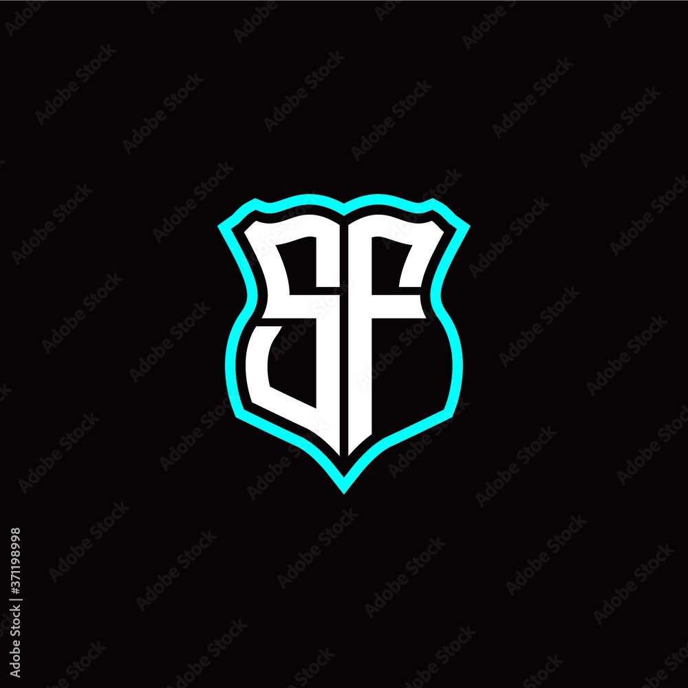 Initial S F letter with shield style logo template vector