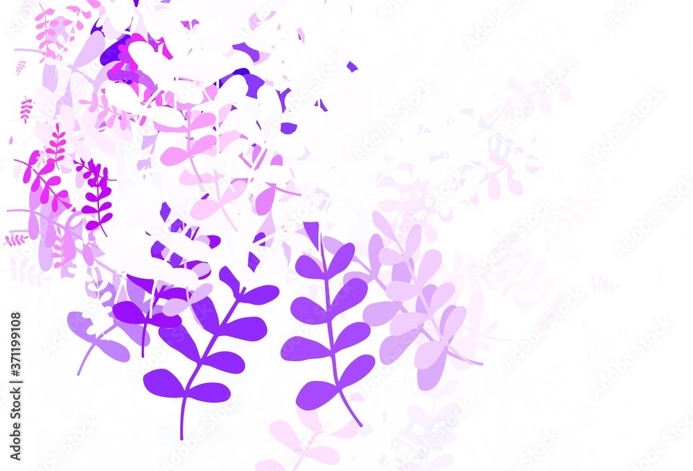 Light Pink, Blue vector doodle layout with leaves. Light Pink, Blue vector doodle layout with leaves.