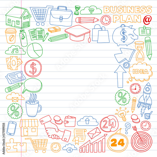 Business and finance online education vector pattern. Start up and innovations