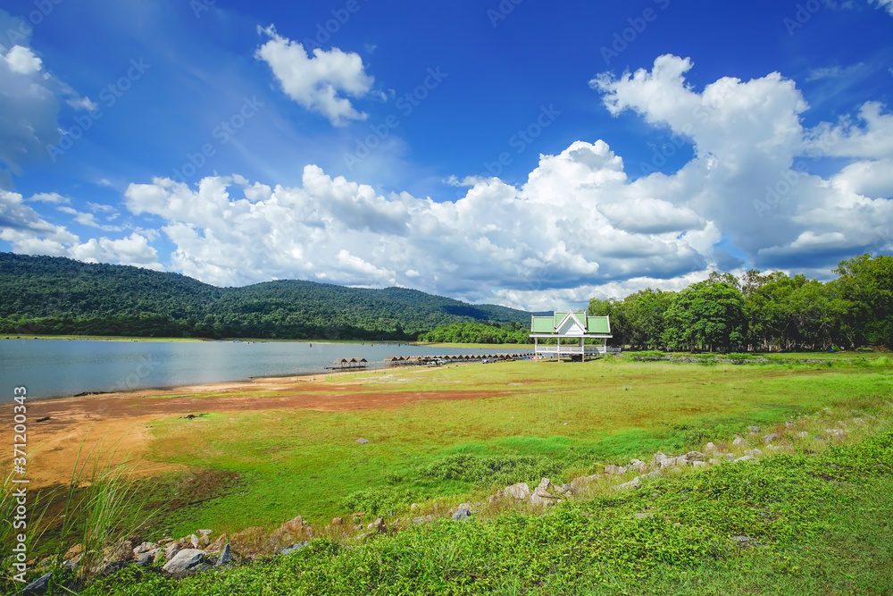Beautiful landscape of Tha Krabak reservoir in Sa Kaeo, Thailand.