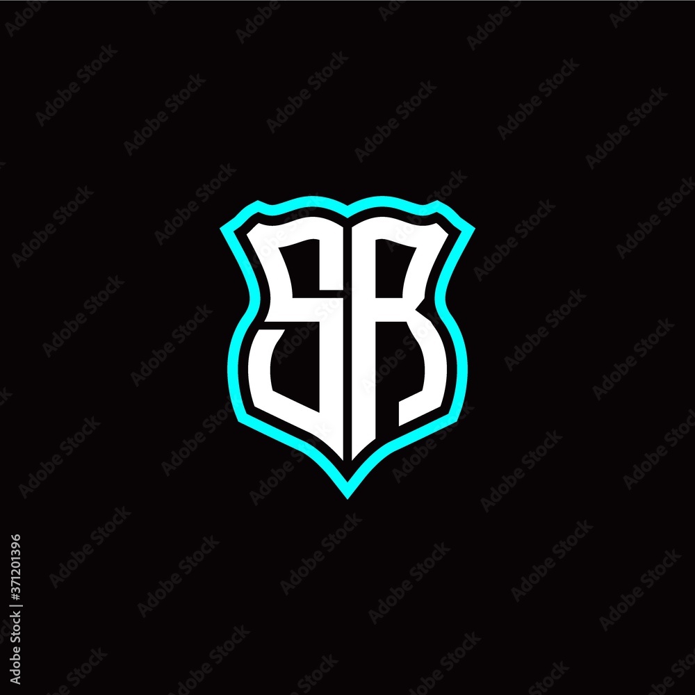 Initial S R letter with shield style logo template vector