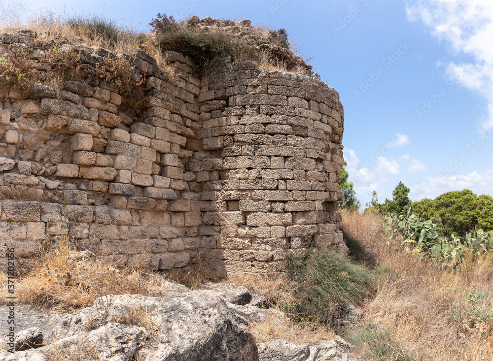 Remains  of old ruins of Kafarlet fortress. It was the property of Lords of Caesarea, then became the property of the Hospitallers. Captured by Baybars in 1291. Near the Atlit city in northern Israel