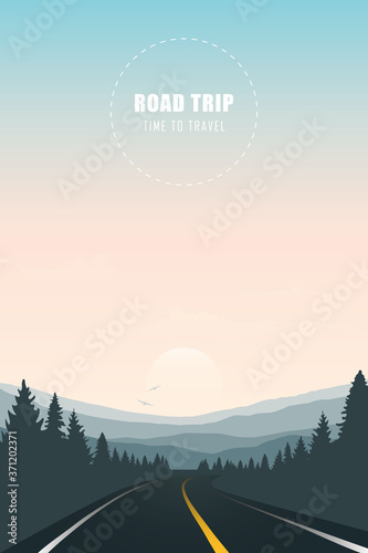 road trip asphalt road in the mountains vector illustration EPS10