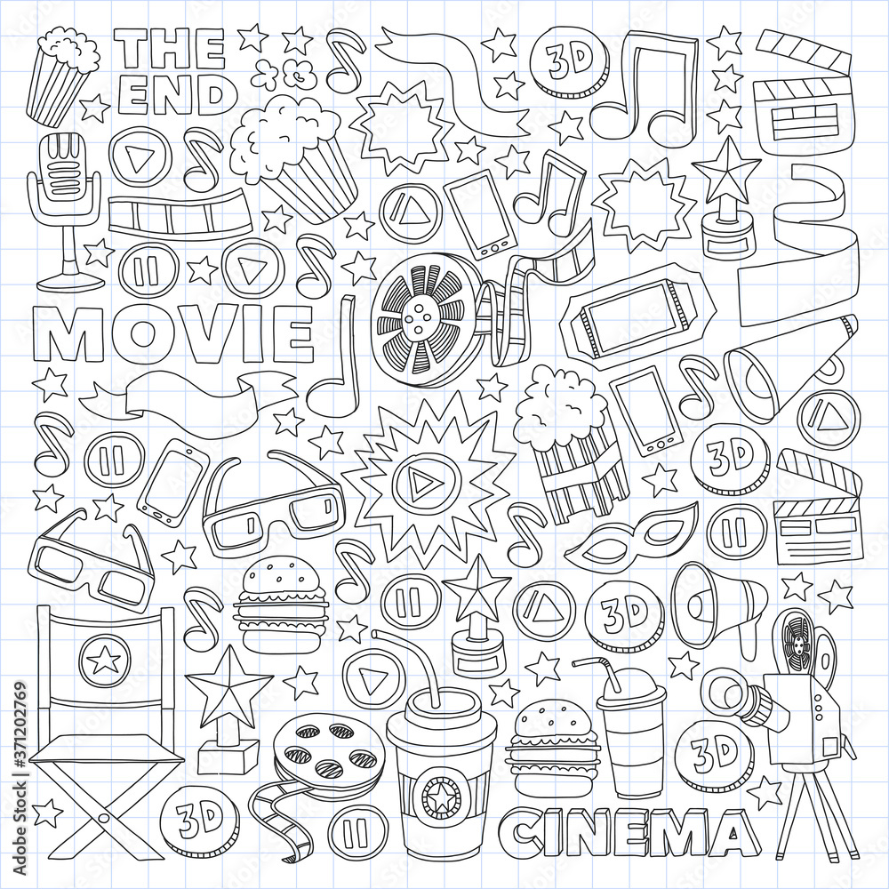 Cinema, movie. Vector film symbols and objects Cinema, movie. Vector film symbols and objects