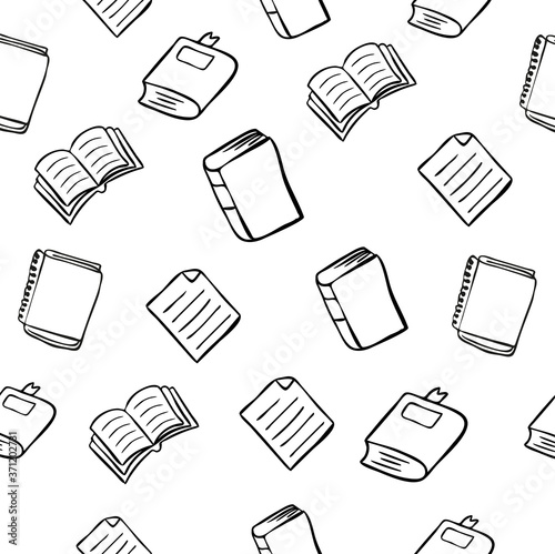 Hand drawn  books doodles seamless background pattern
