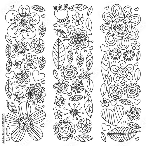 Fototapeta Naklejka Na Ścianę i Meble -  Flowers vector pattern. Background for wedding design, coloring page, book.