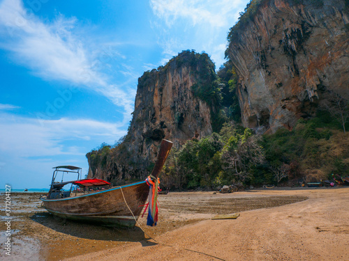 Longtail boat at Tonsai beach, Railay, Krabi, Thailand