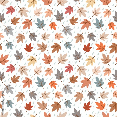 Autumn seamless pattern with colorful leaves