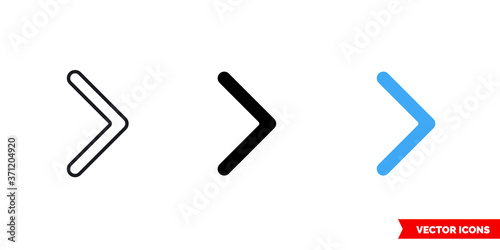 Right icon of 3 types color, black and white, outline. Isolated vector sign symbol.