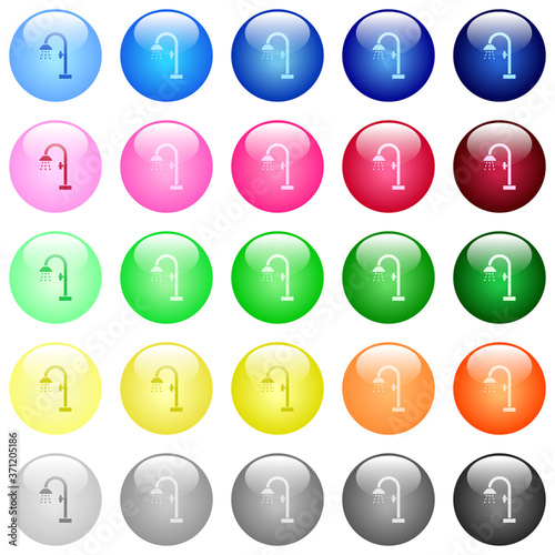 Shower icons in color glossy buttons