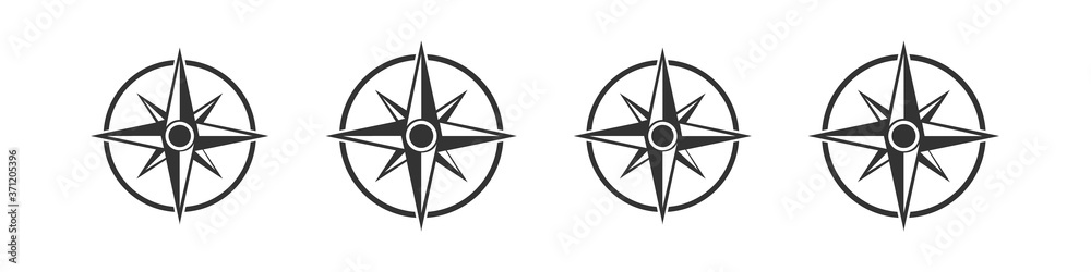 Black wind rose isolated on white Black wind rose isolated on white