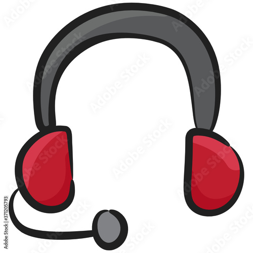
Headphones, listening to music icon in flat vector design.
