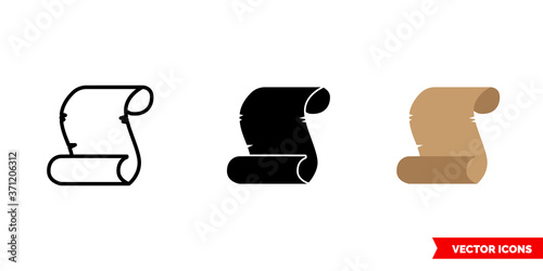Papirus icon of 3 types color, black and white, outline. Isolated vector sign symbol.