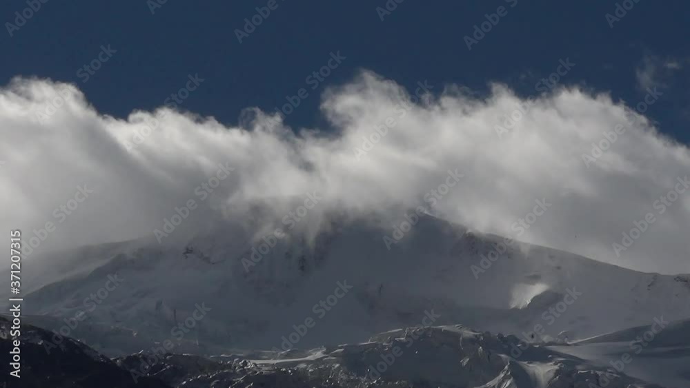 Caucasus, Ossetia. Genaldon Gorge. Clouds on Mount Mailikhokh. Caucasus, Ossetia. Genaldon Gorge. Clouds on Mount Mailikhokh.