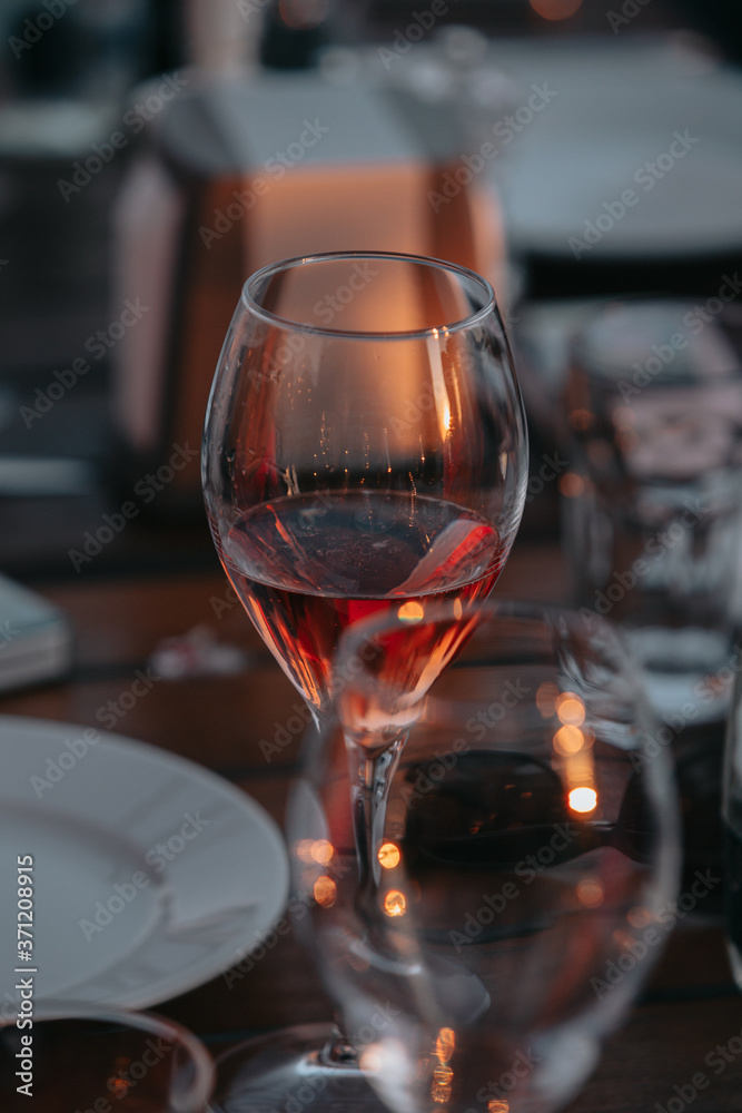 Sparkling rose Glass of wine for summer tasting.
