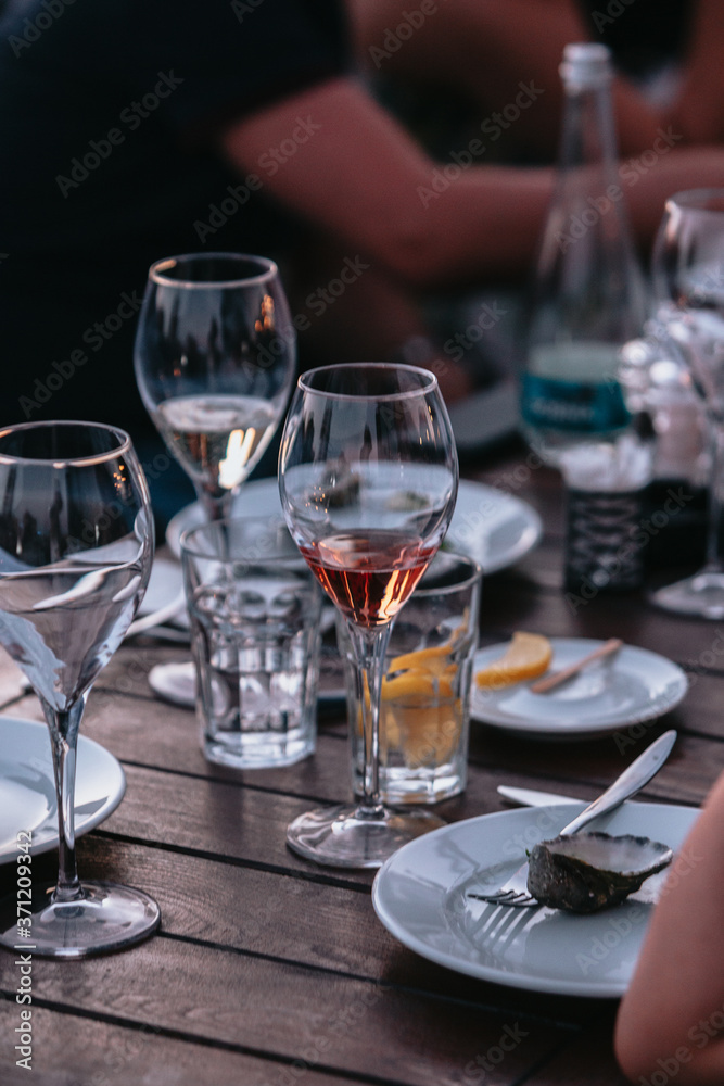 Sparkling rose Glass of wine for summer tasting.
Sparkling rose Glass of wine for summer tasting.