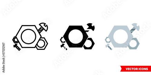 Symbol parts icon of 3 types color, black and white, outline. Isolated vector sign symbol.