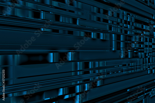 2D Illustration - Abstract Blue Cyan Scifi Structure Wallpaper with Perspective View