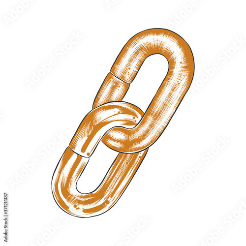 Vector engraved style illustration for posters, decoration, logo and print. Hand drawn sketch of block chain in colorful isolated on white background. Detailed vintage woodcut style drawing.
