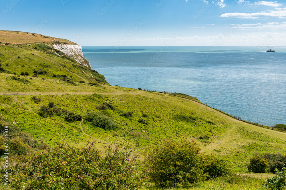 The White Cliffs of Dover and the English Channel in Kent, England