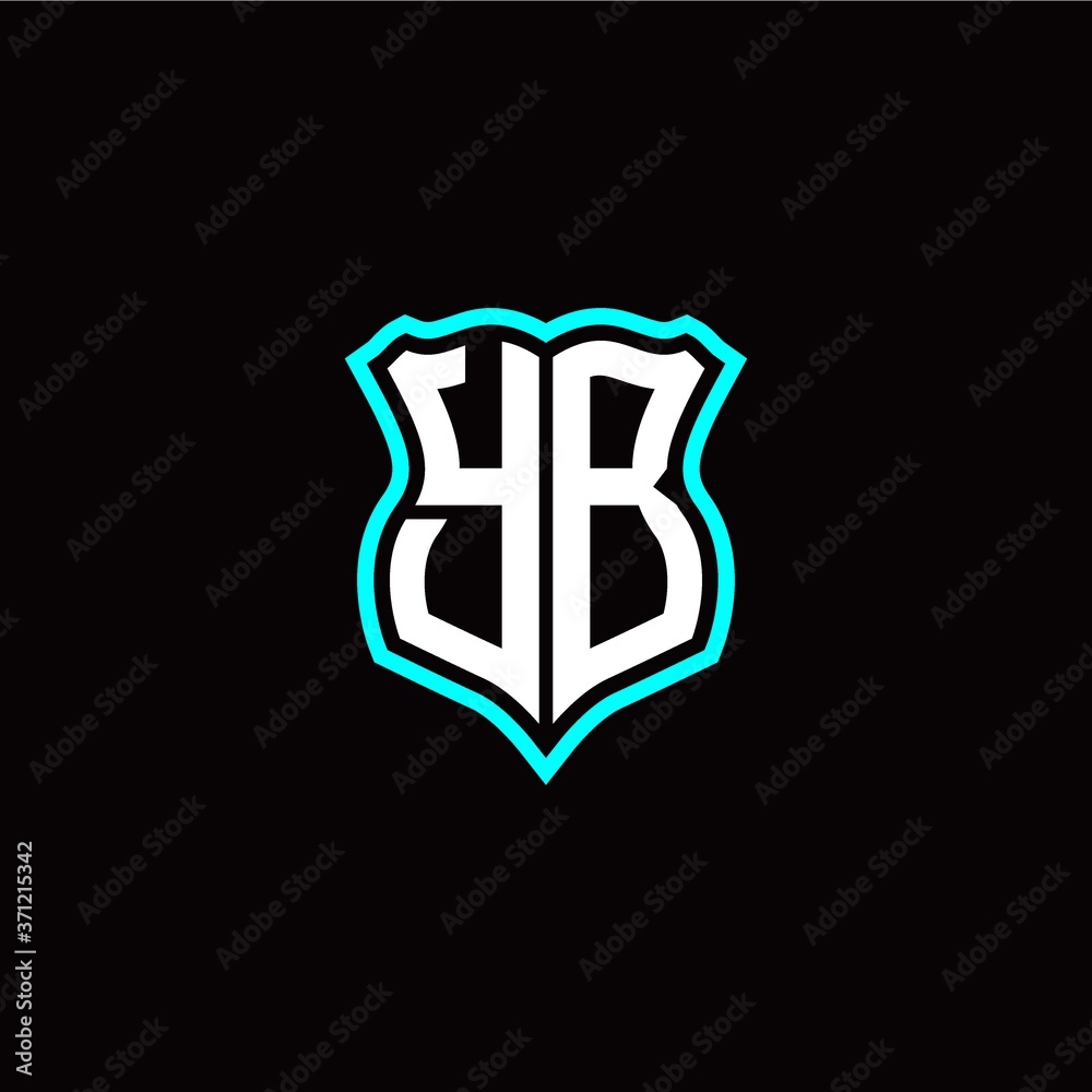 Initial Y B letter with shield style logo template vector