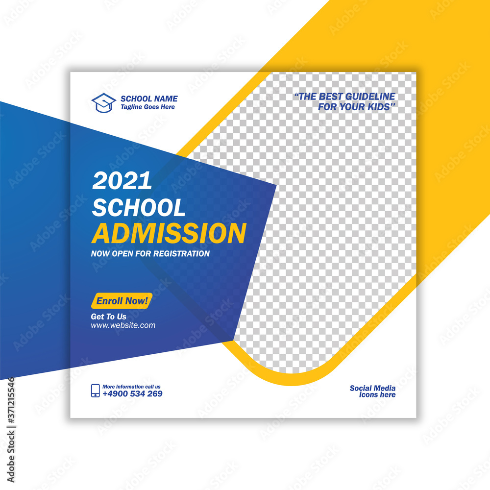 School admission social media post or banner template. New Year School Admission, Social Medica Flayer. School admission social media post or banner template. New Year School Admission, Social Medica Flayer.