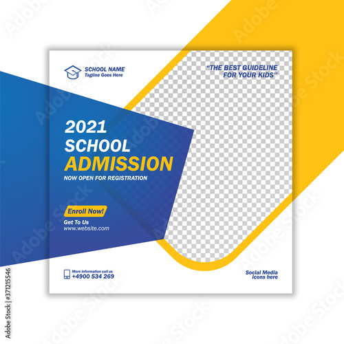 School admission social media post or banner template. New Year School Admission, Social Medica Flayer.