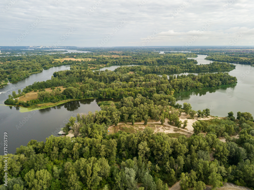 Aerial view of the Dnieper River in Kiev.