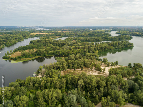 Aerial view of the Dnieper River in Kiev.