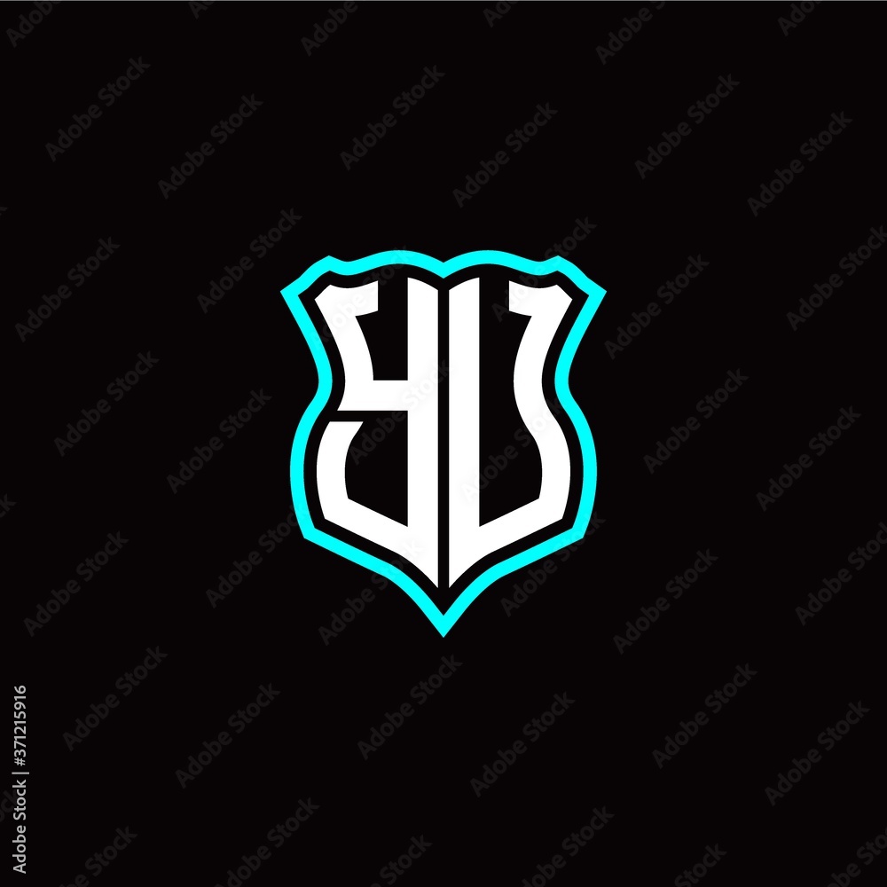 Initial Y U letter with shield style logo template vector Initial Y U letter with shield style logo template vector